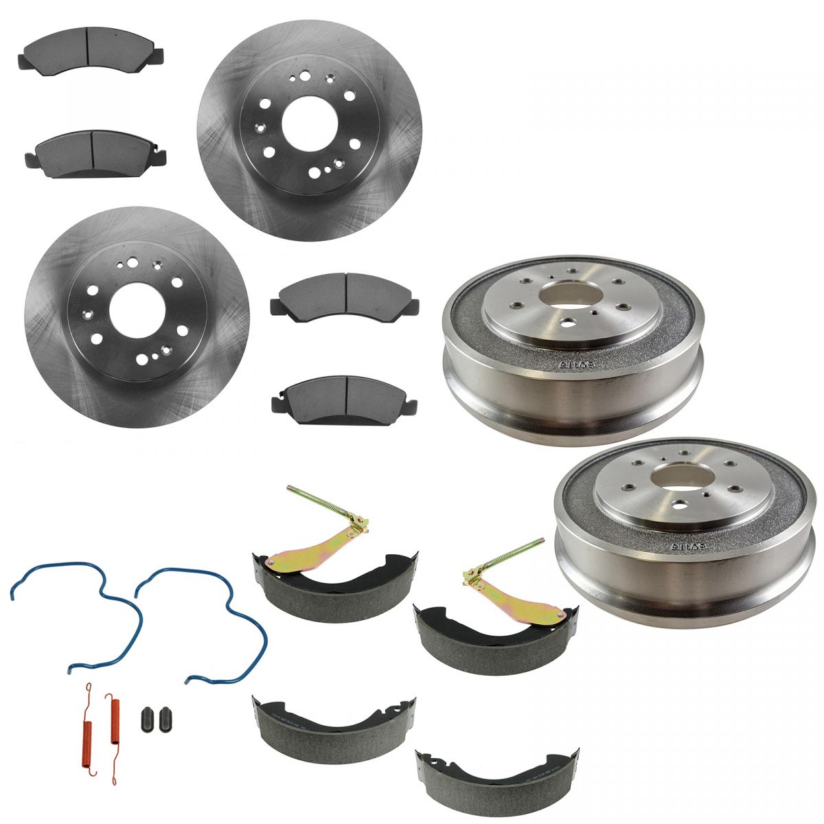Semi Metallic Brake Pads Shoes Rotor Drum Kit w/ Hardware for GM Pickup
