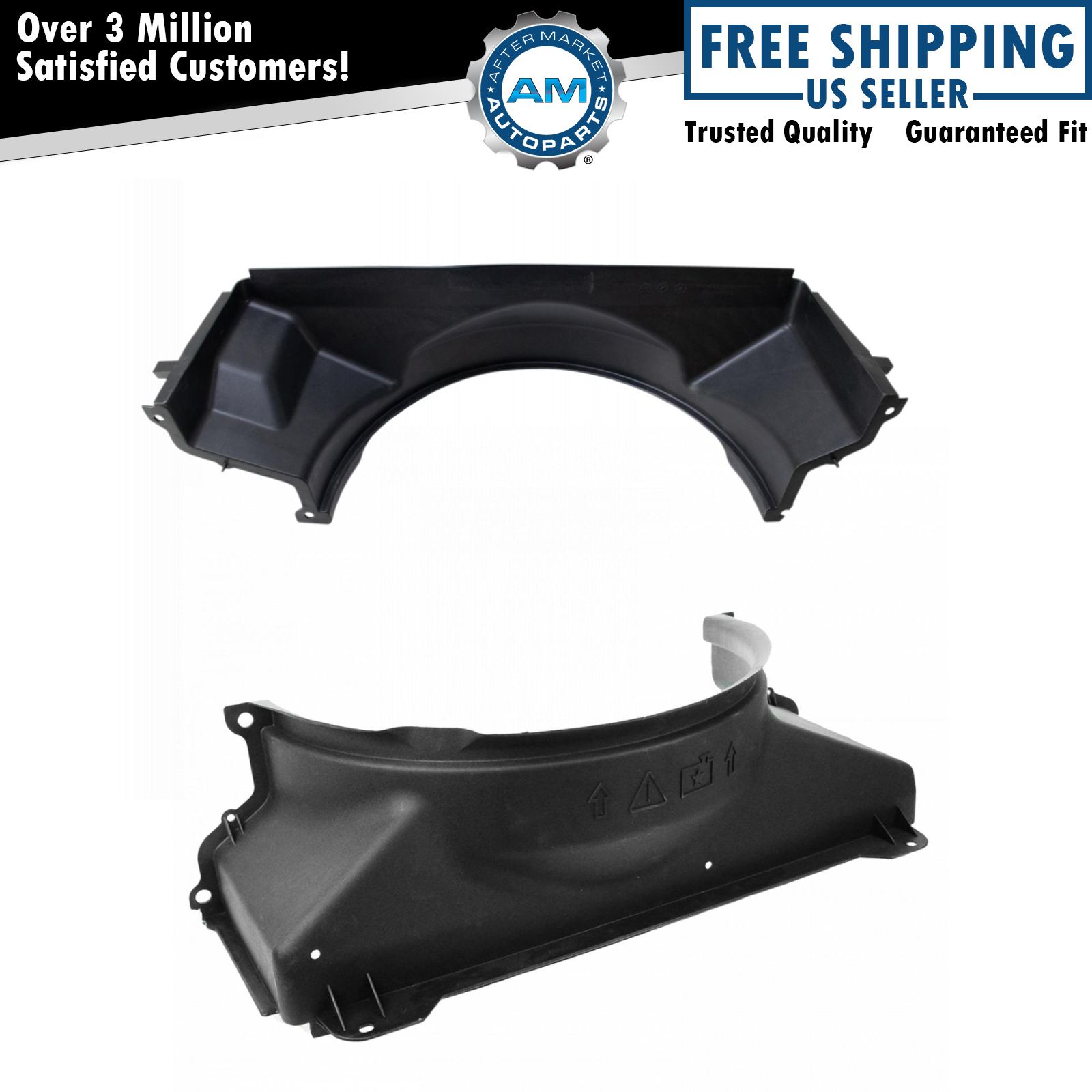 Radiator Shroud Upper & Lower Pair Set for Cadillac Chevy GMC Silverado