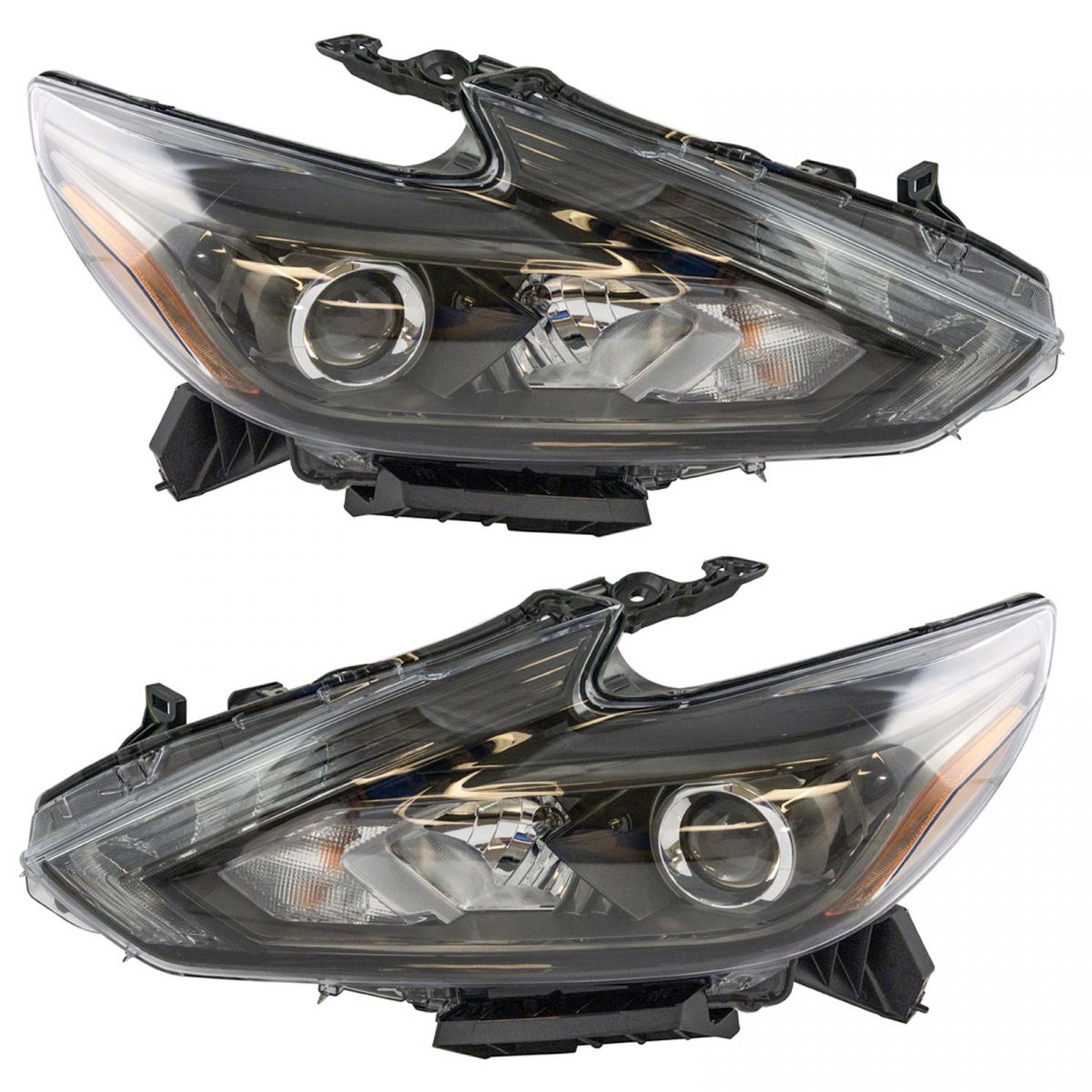 Halogen Headlight Lamp w/ Smoke Bezel LH RH Kit Pair Set for Nissan ...