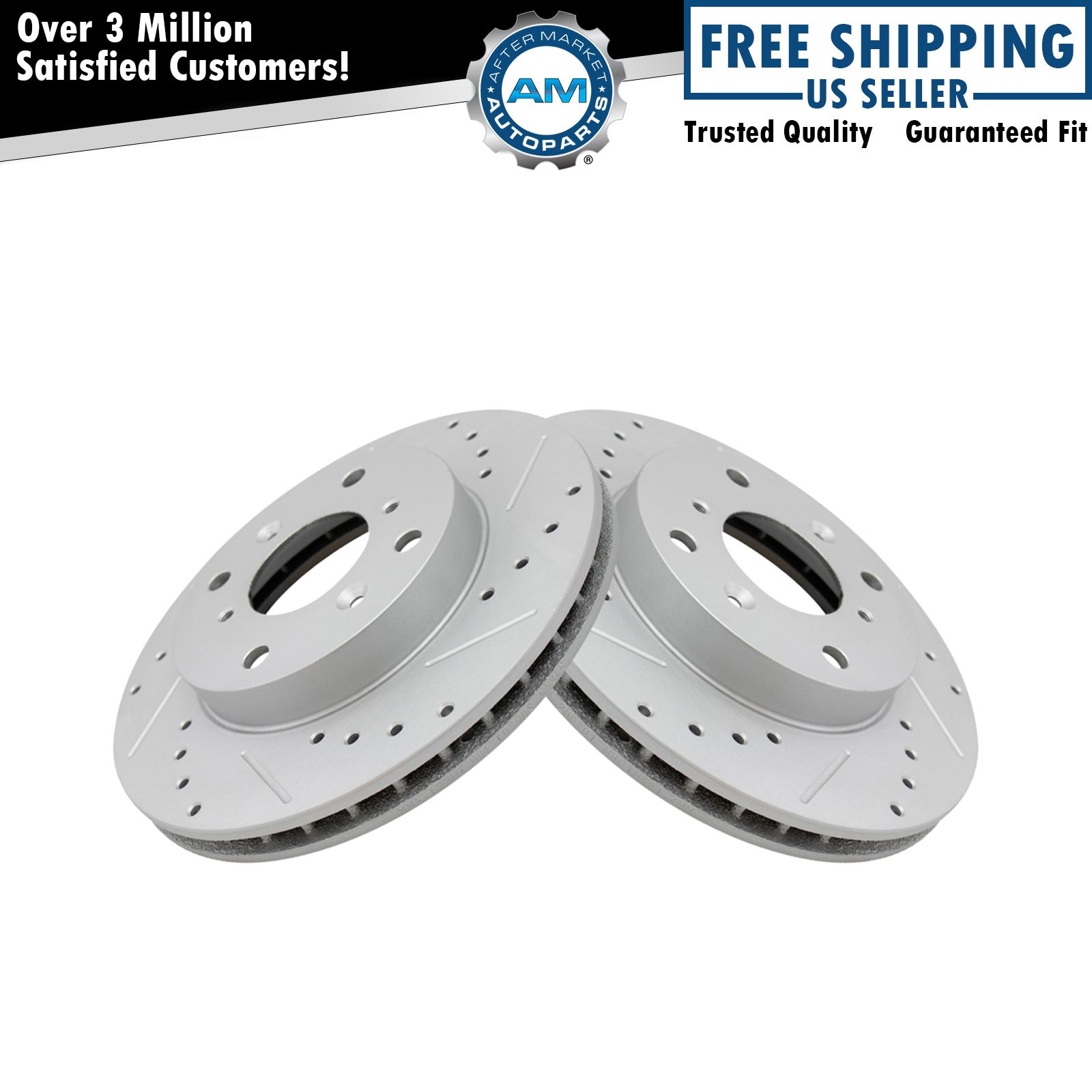 Performance Drilled & Slotted Front G-Coated Disc Brake Rotor Pair