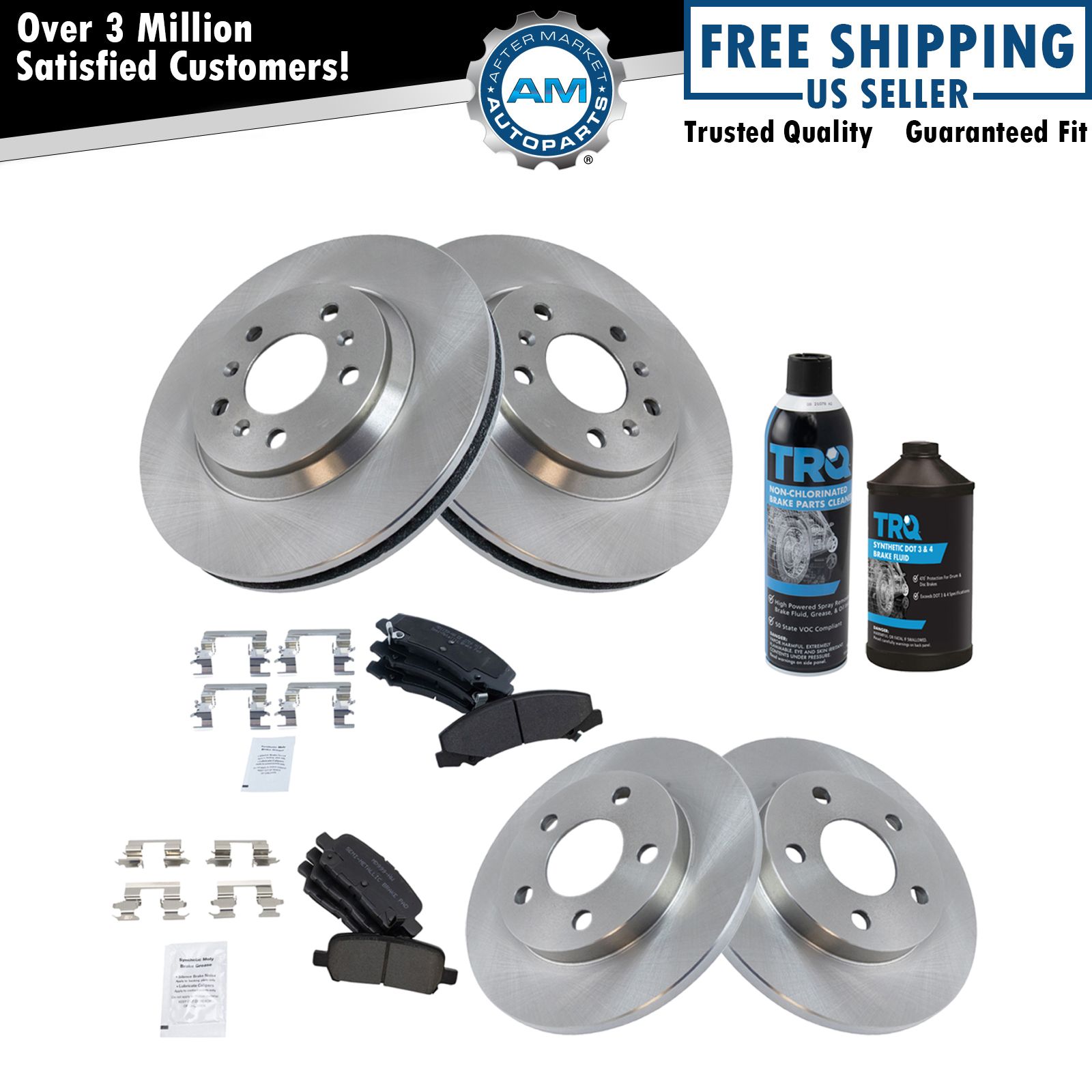 Front & Rear Semi Metallic Disc Brake Pad & Rotor Kit w/Chemicals for Impala