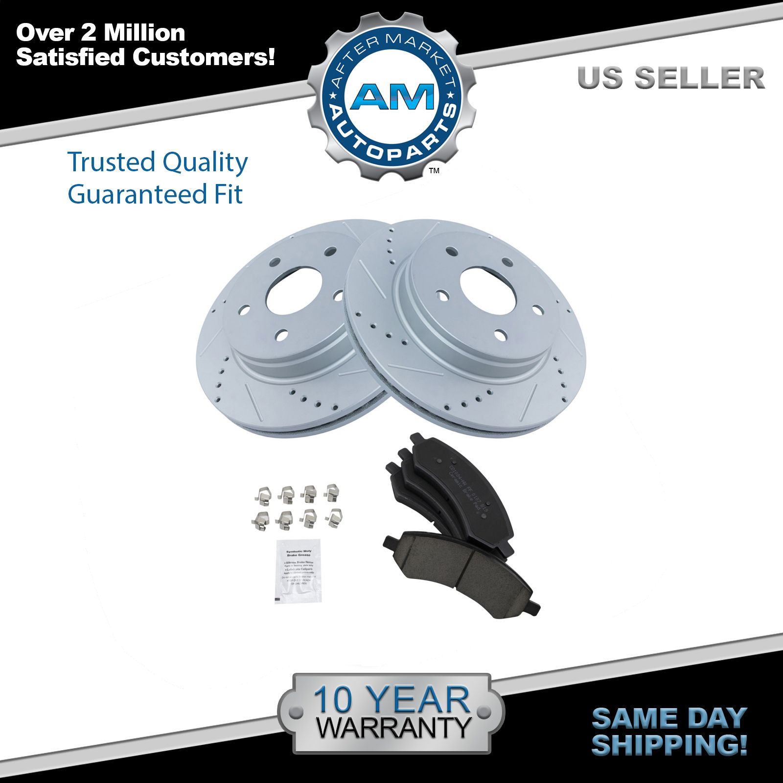 Brake Rotor Performance Drilled & Slotted Coated & Ceramic Pad Kit eBay