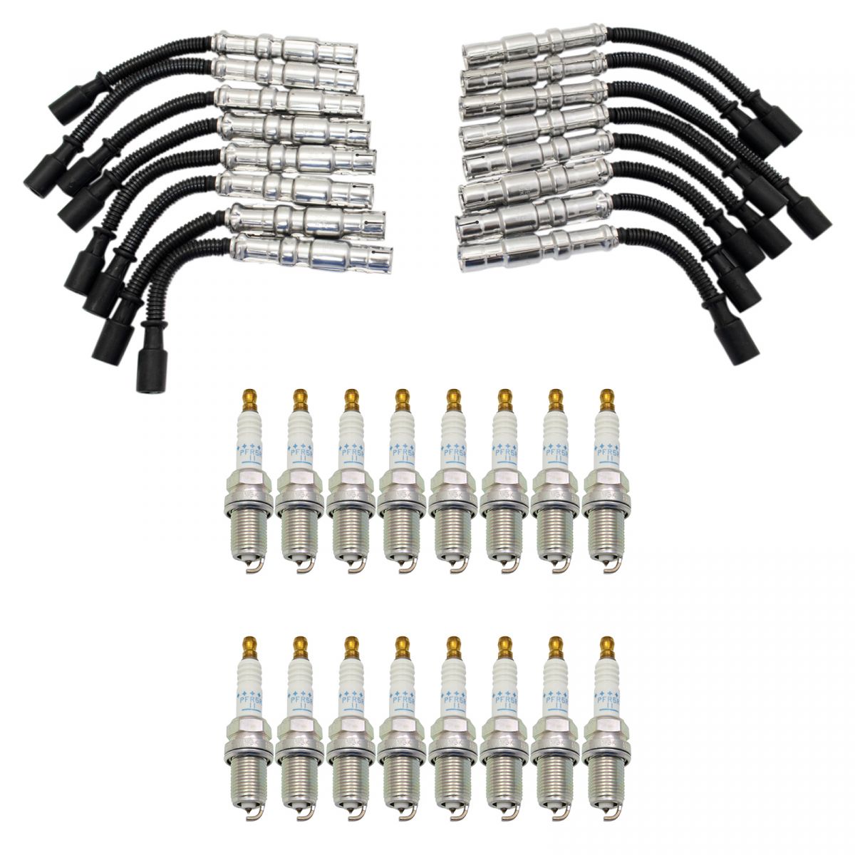 Ignition Spark Plug Wires & Spark Plug Kit Set for Mercedes Benz V8 New