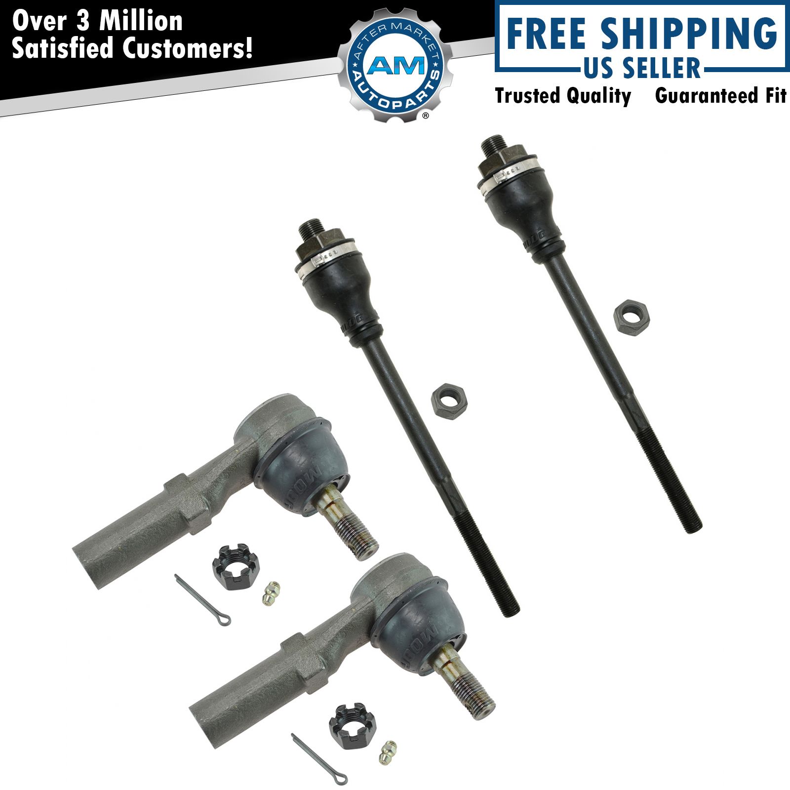 Moog Inner & Outer Tie Rod End LH RH Set of 4 for Chevy GMC Pickup Truck SUV New