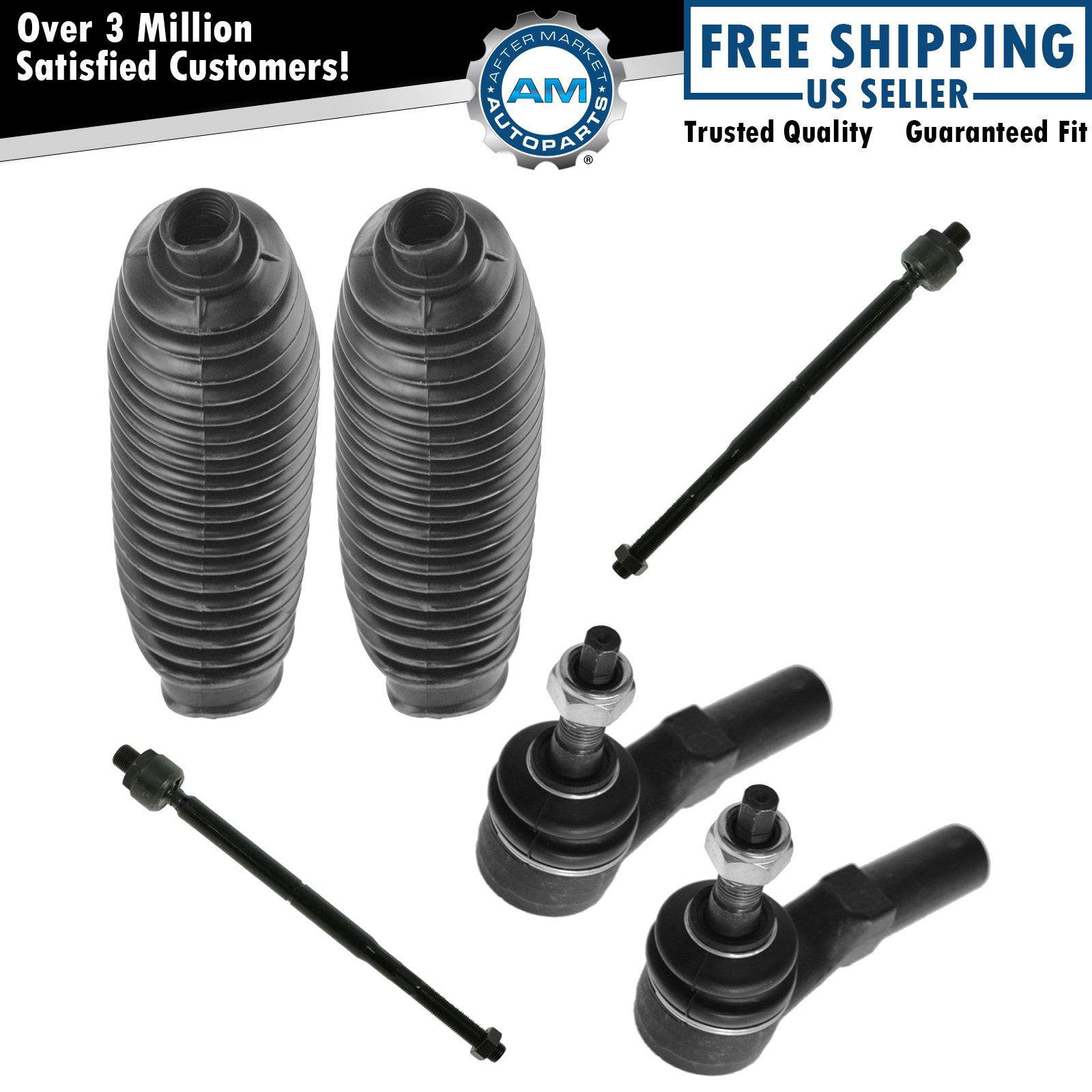 6 Piece Inner & Outer Tie Rod w/Bellow Kit for Chrysler 300 Dodge