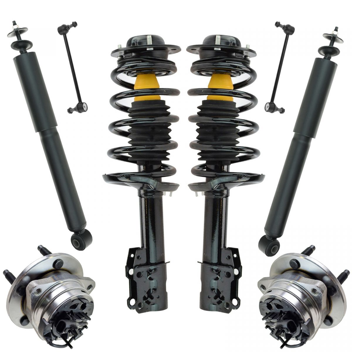 8 Piece Steering & Suspension Kit Complete Struts Shock Absorbers Wheel ...