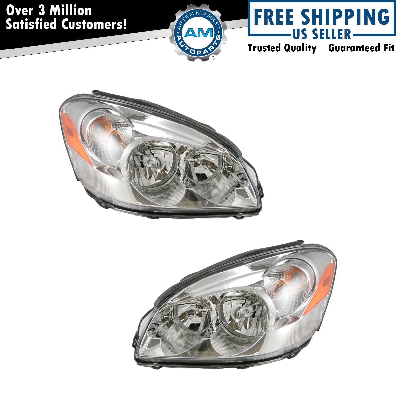 Headlights Headlamps Left & Right Pair Set NEW for 0608 Buick Lucerne