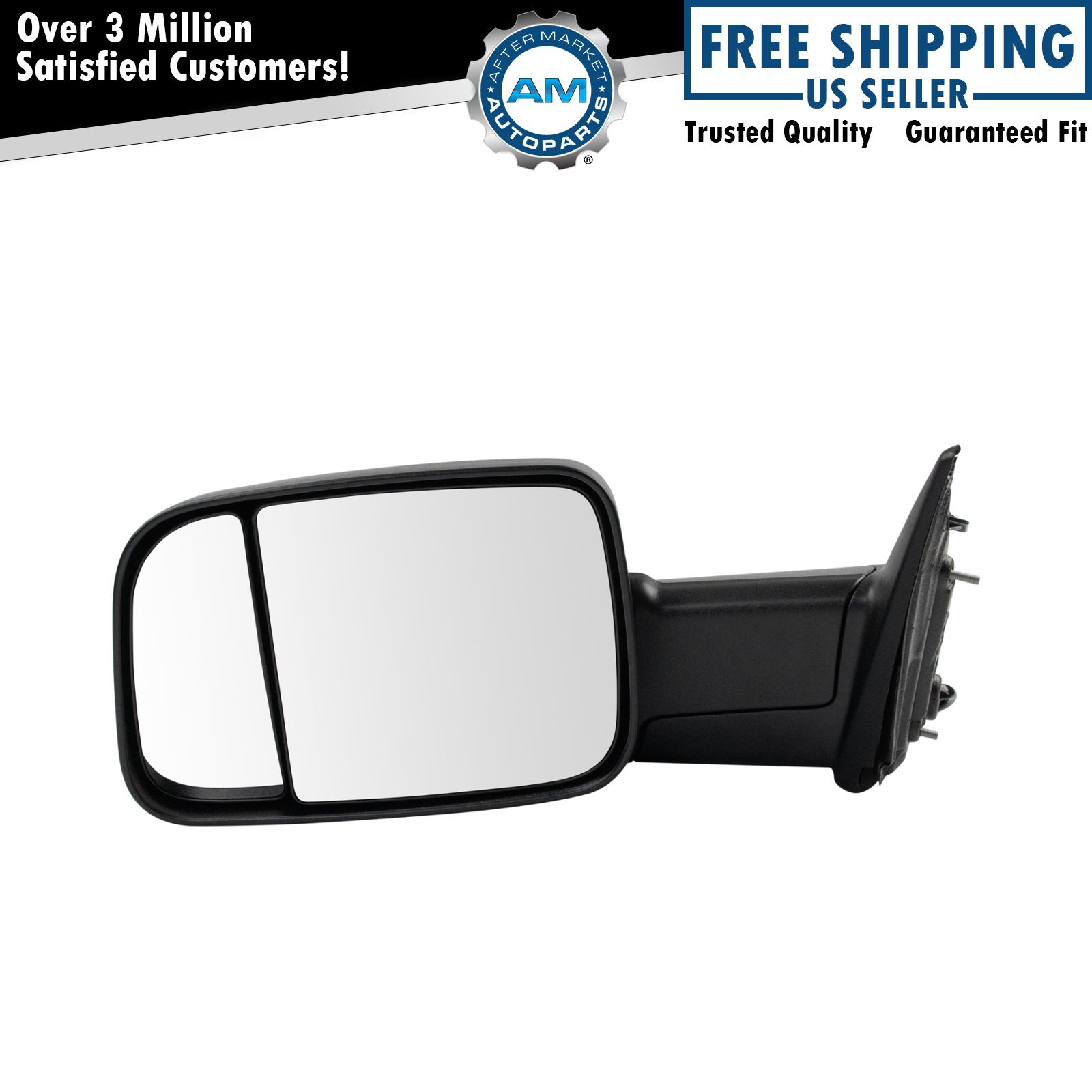 Mirror Manual Tow Textured Black Driver Side Left LH for 13-19 Ram 1500 2500