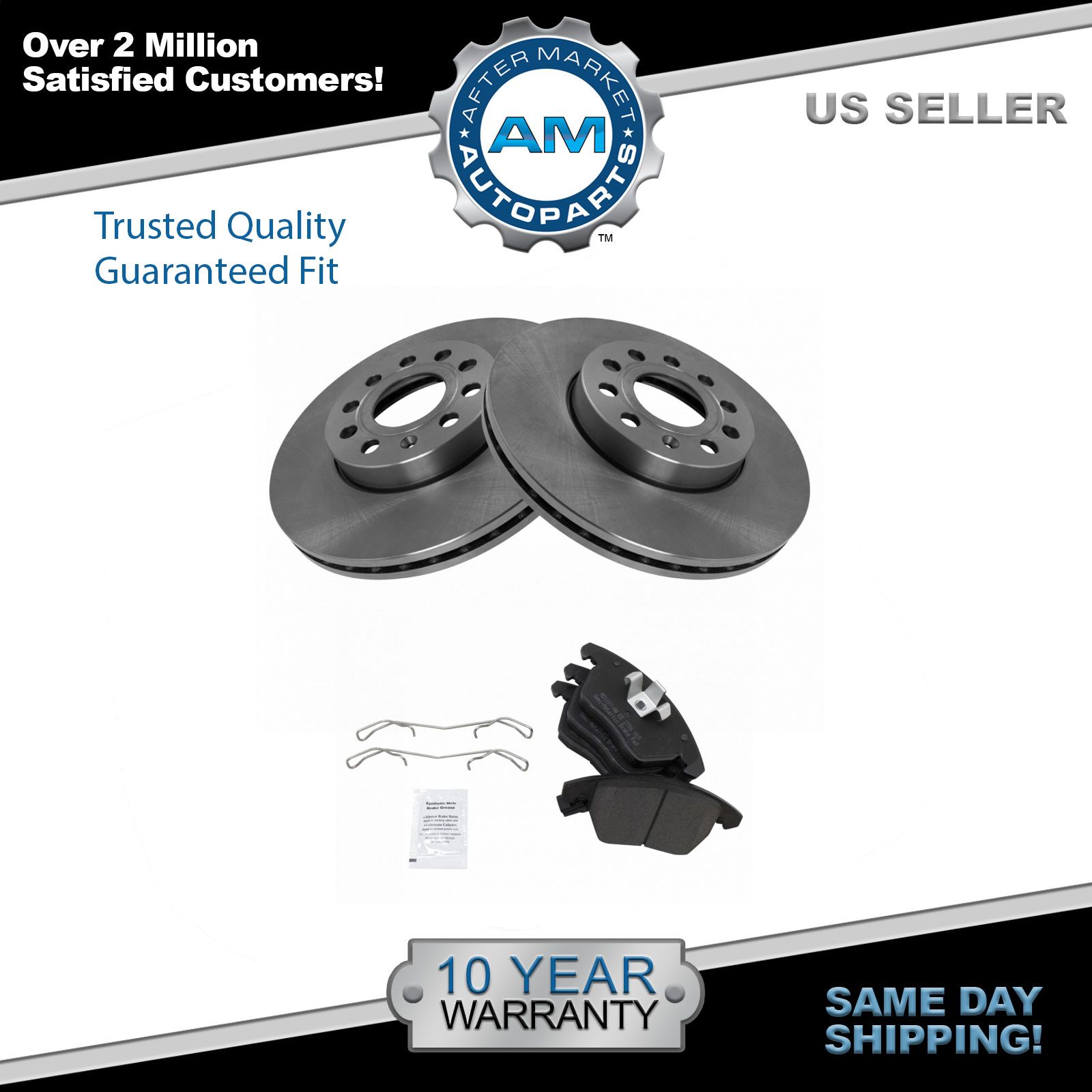 Front Metallic Brake Pad & 2 Rotors Set Kit for A3 VW Rabbit Jetta Golf