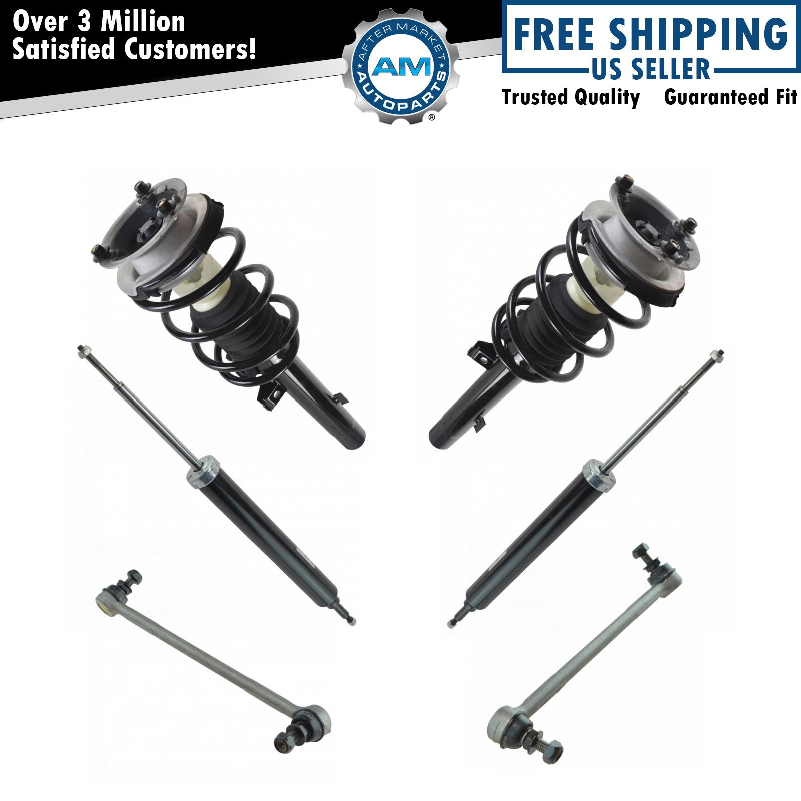 Front Rear Complete Strut Spring Assembly Shock Sway Link 6pc Kit For