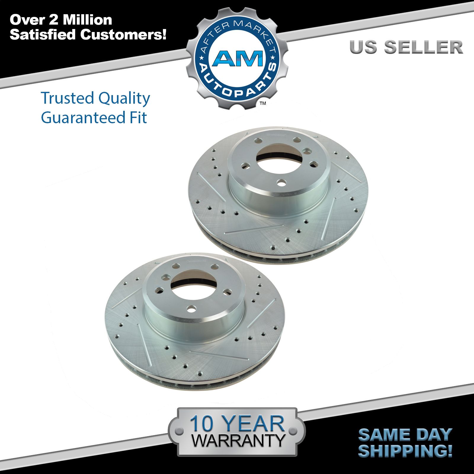 Performance Drilled Slotted Front Coated Brake Rotor Pair for GMC Truck