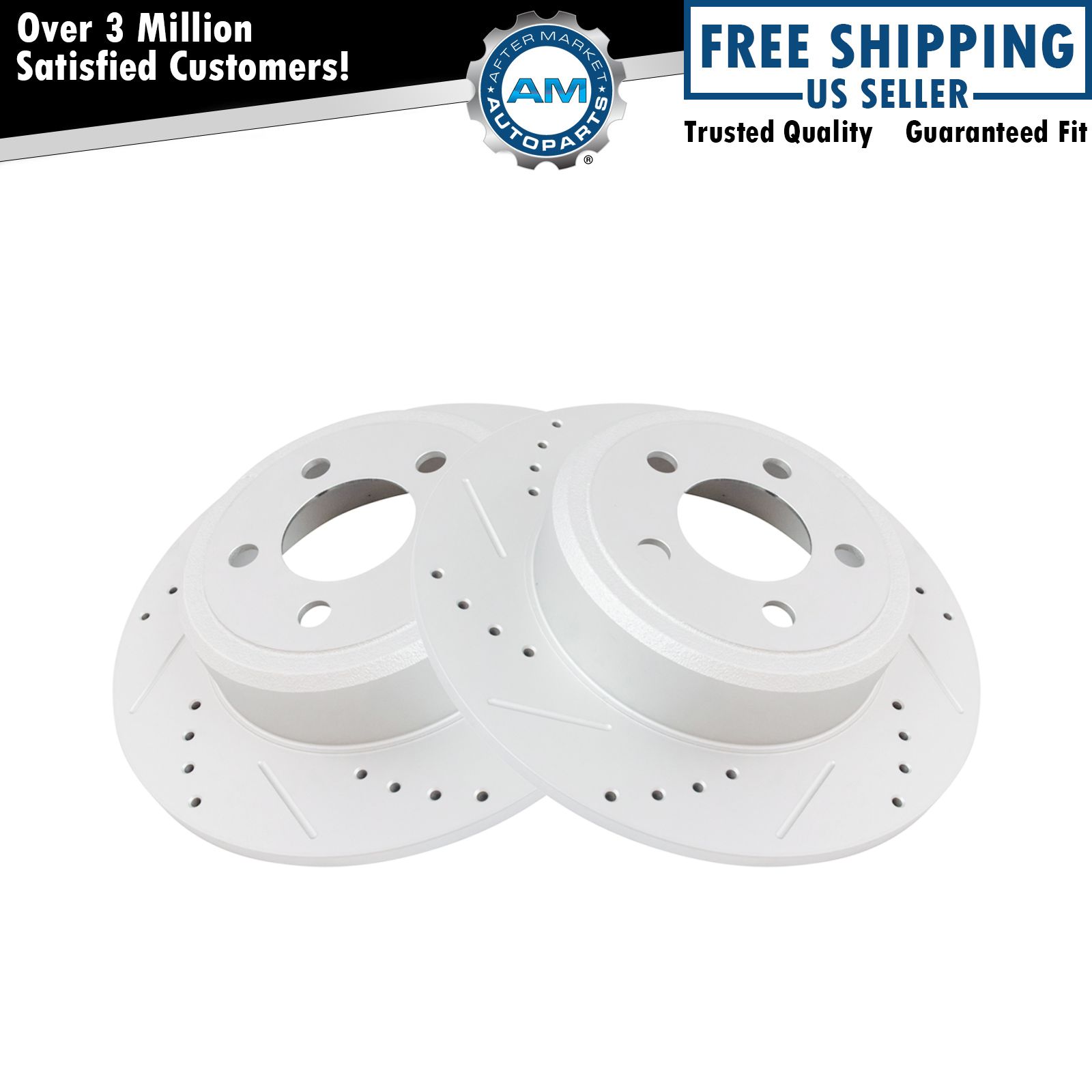 Performance Drilled Slotted Rear G-Coated Brake Rotor Pair for Dodge