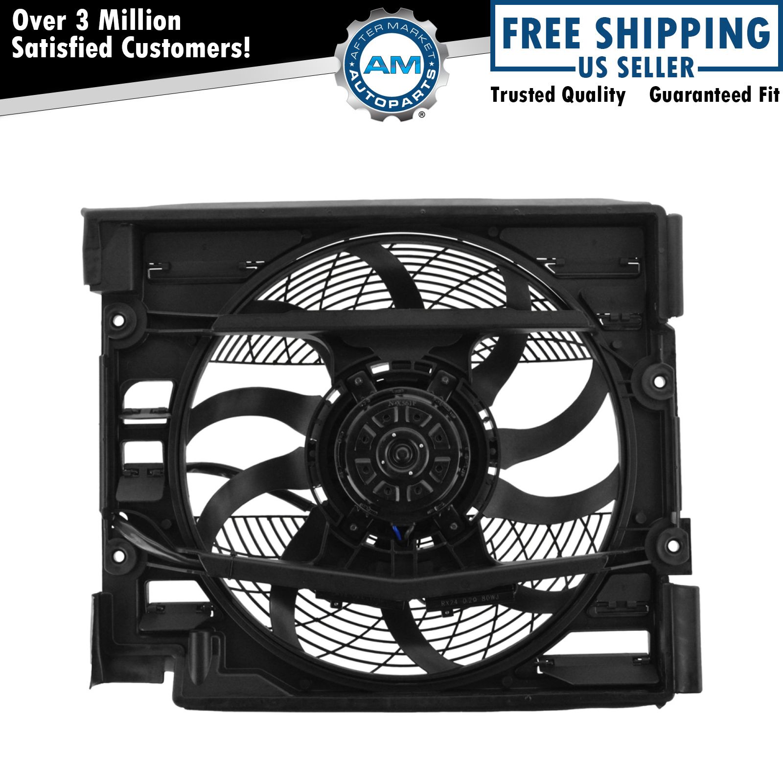 AC Condenser Auxiliary Cooling Fan Motor Blade Shroud Assembly for BMW 528i 540i