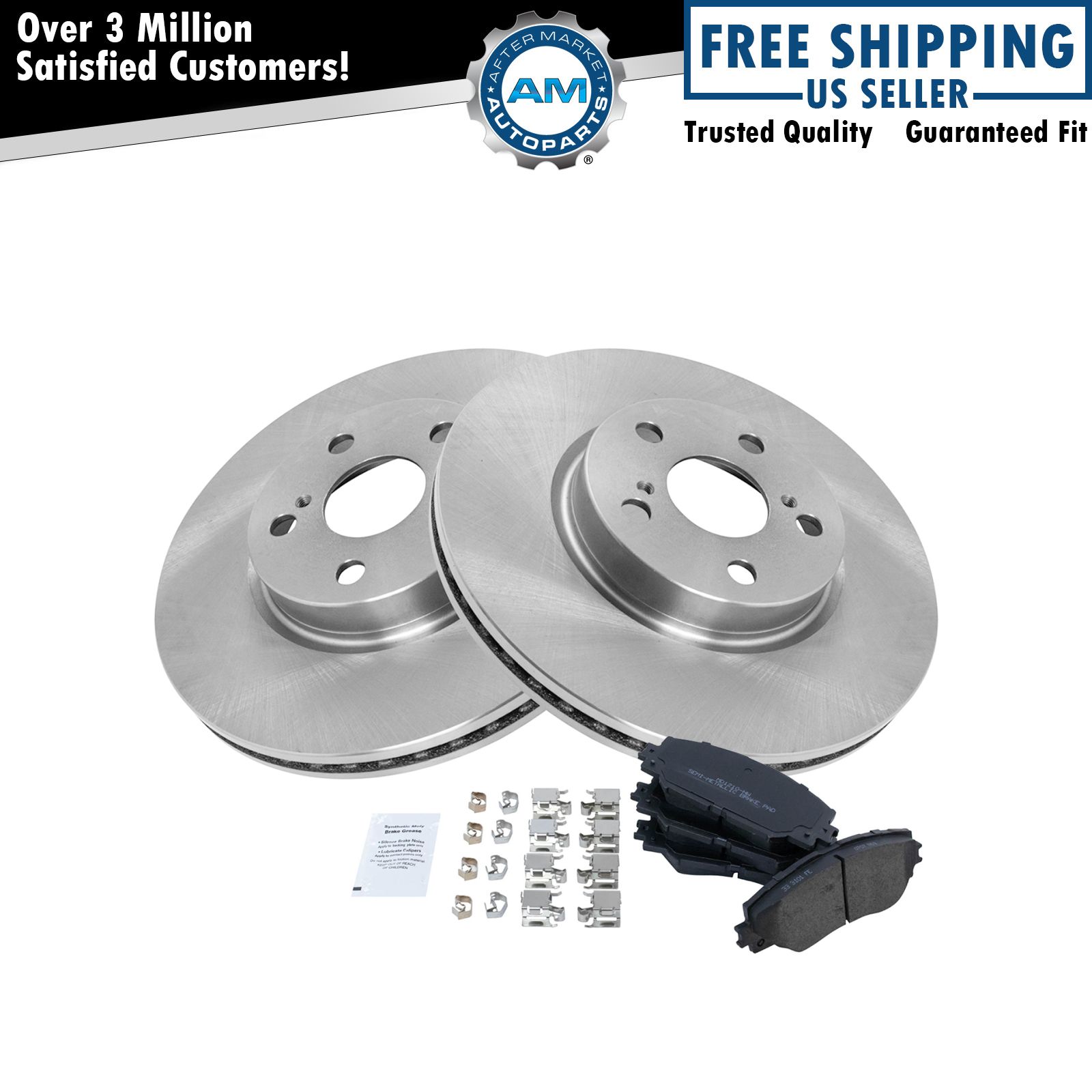 Front Semi-Metallic Brake Pads & Rotors Kit for Corolla Matrix Vibe xD