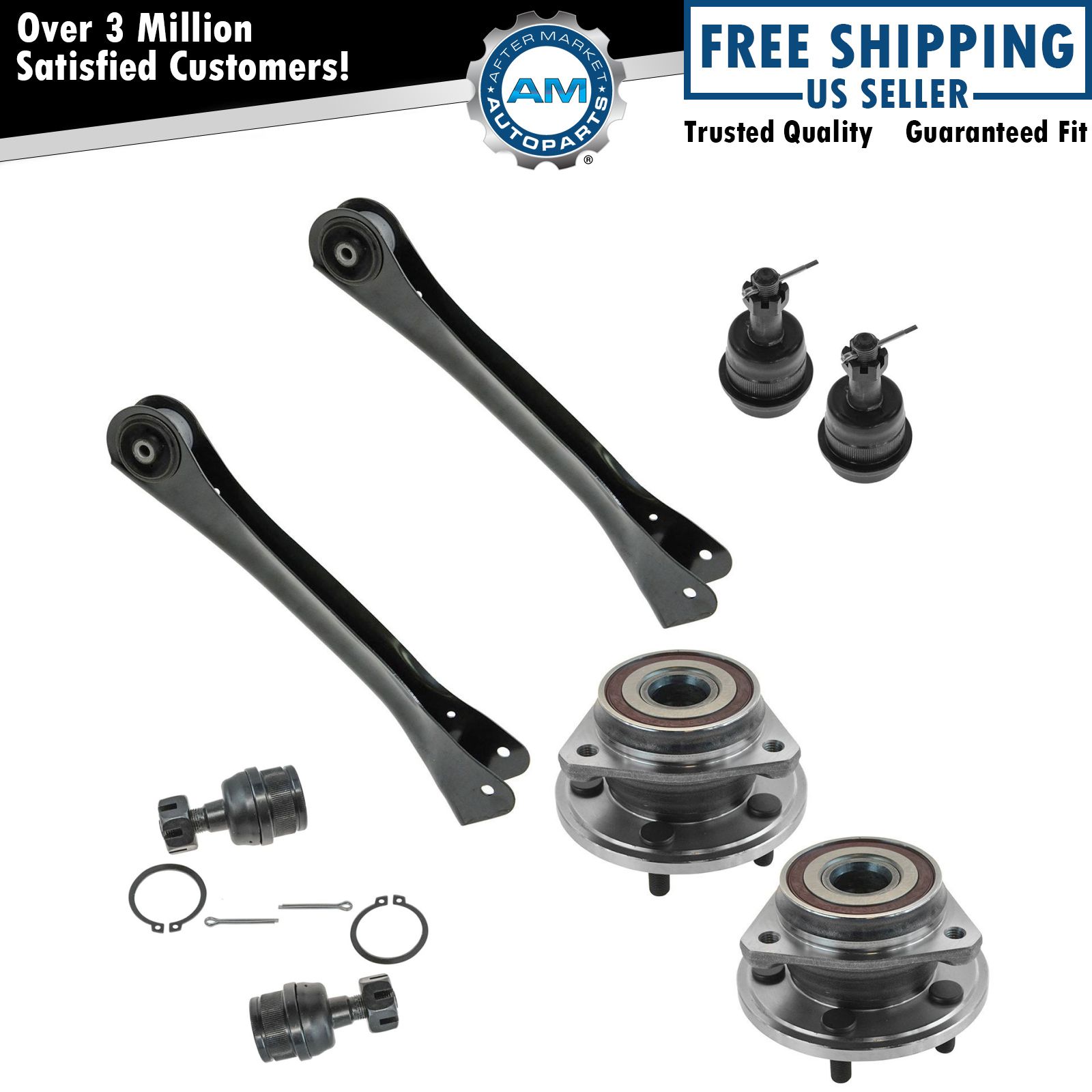 AM Autoparts 8pc Front Steering & Suspension Kit For Jeep Cherokee, Grand Cherokee, Wrangler (1990-1998)