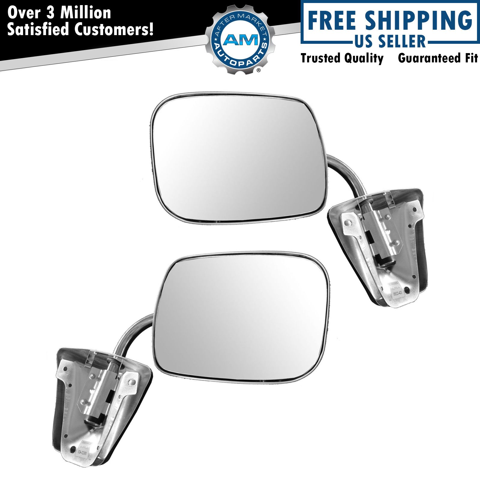 Stainless Steel  Manual Side View Mirrors LH & RH Pair Set for Chevy Truck