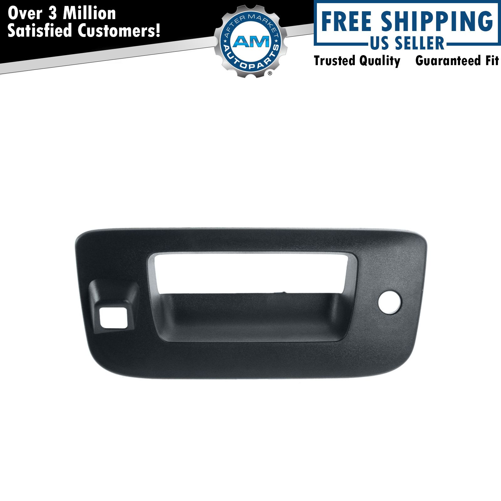 Tailgate Handle Bezel with Key & Camera Hole Textured Black for Silverado Sierra