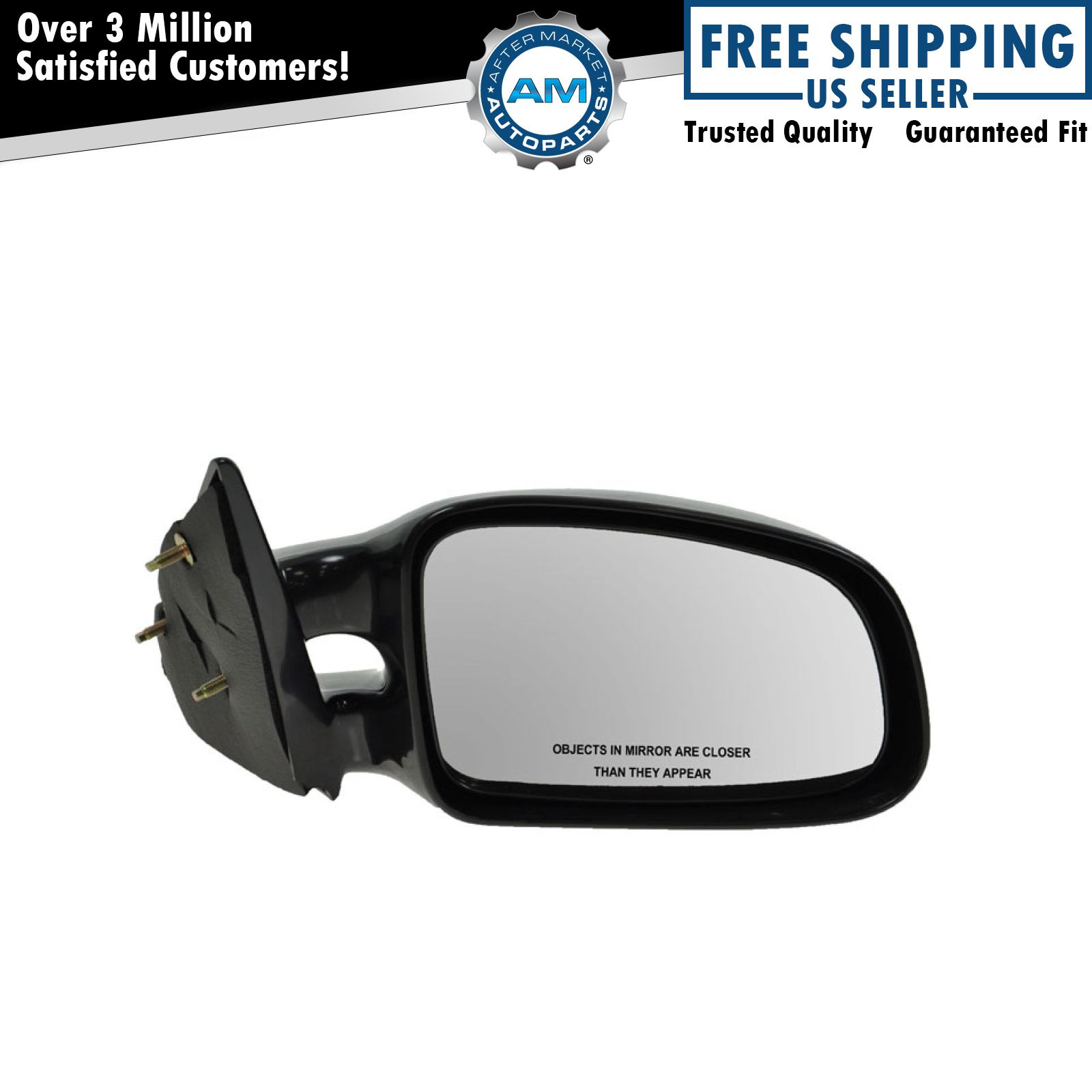 Black Manual Side View Mirror Passenger Right RH for 99-01 Grand Am SE
