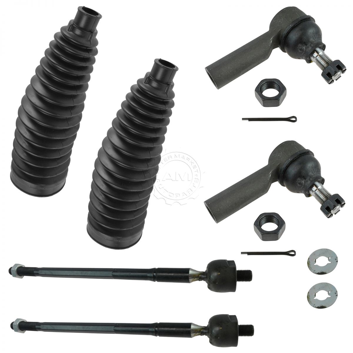 6 Piece Steering Kit Inner & Outer Tie Rod End Rack Pinion Boot Bellow