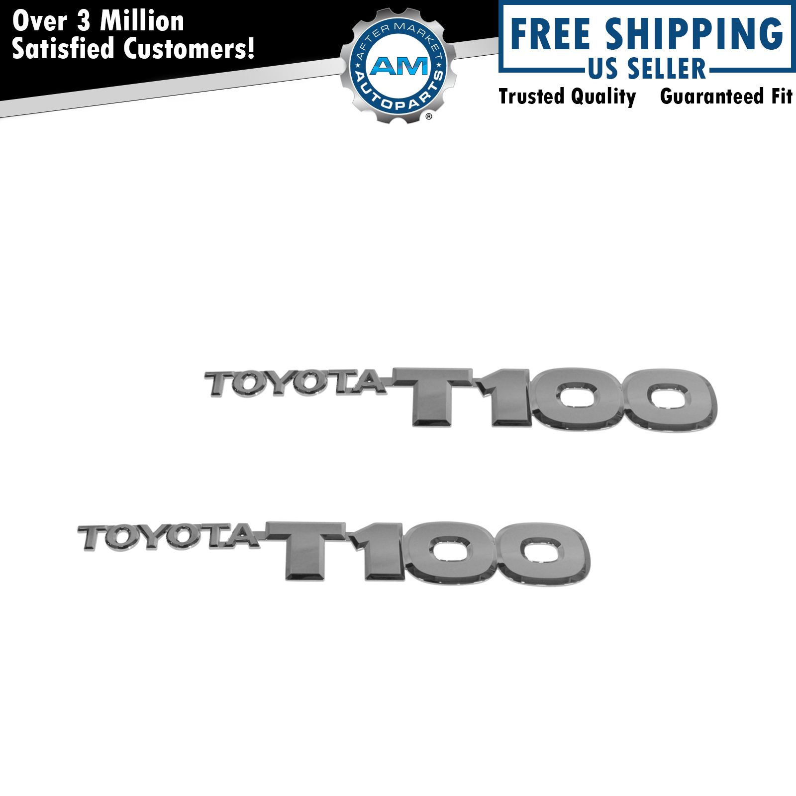 OEM 7542734010 Toyota T100 Chrome Door Nameplate Emblem Pair Set of 2 for Pickup