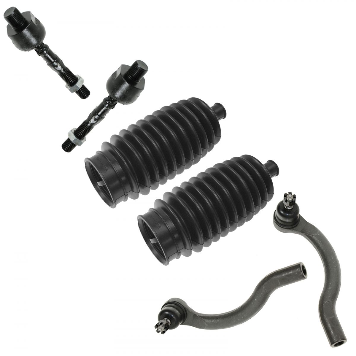 6 Piece Inner & Outer Tie Rods with Steering Rack Bellow Boots for