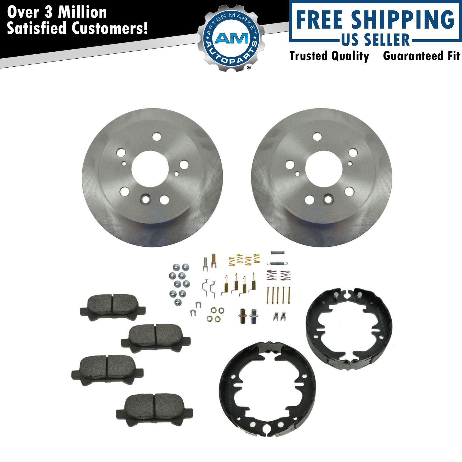 Rear Ceramic Brake Pads Rotors Emergency Brakes Kit for Avalon Camry Solara