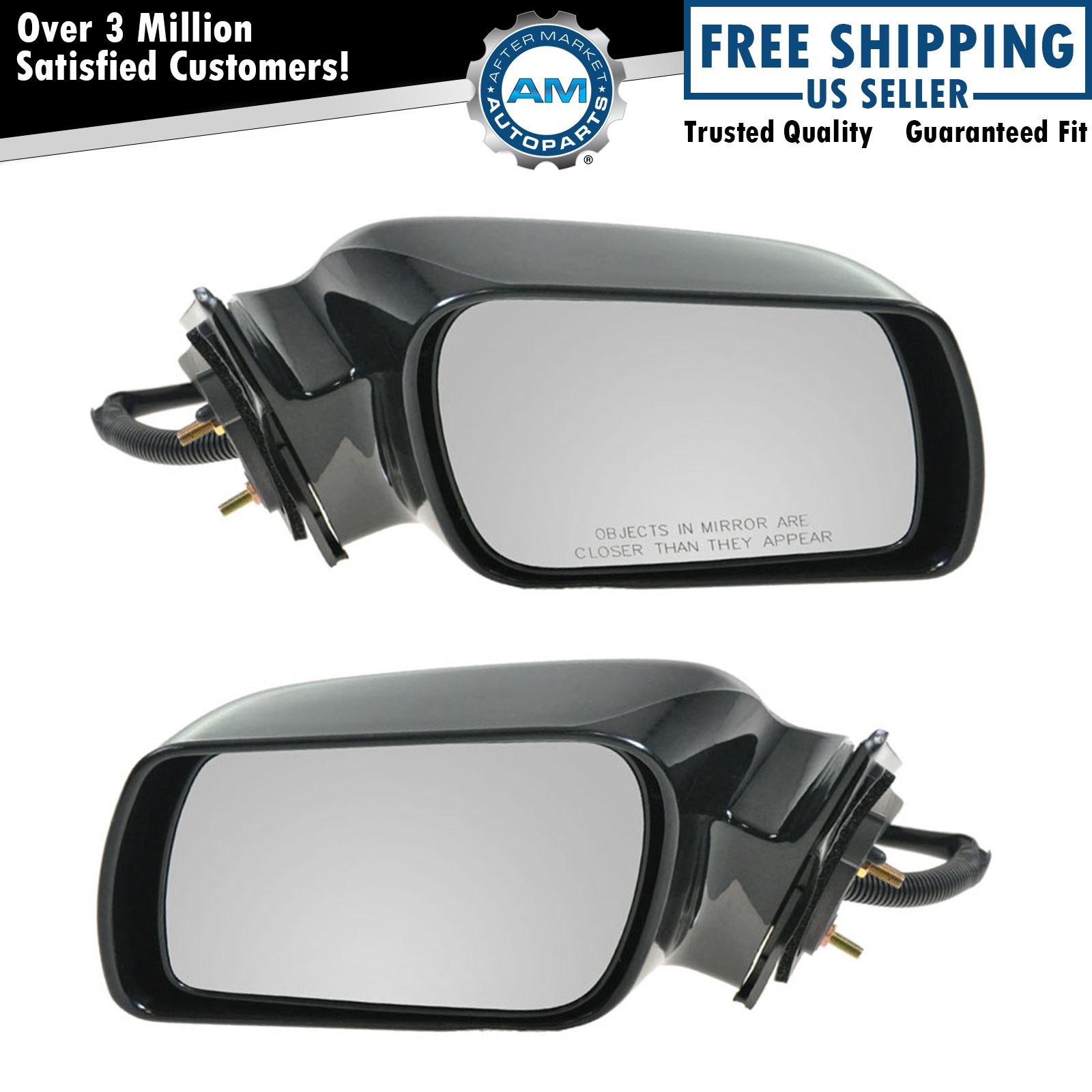 Black Power Side View Mirrors Left & Right Pair Set for 00-04 Toyota Avalon