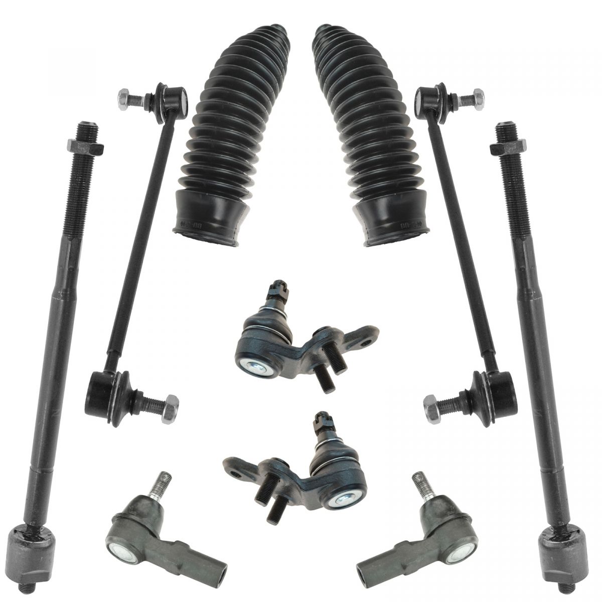 Steering /& Suspension Kit Set of 10 Rack Boots Ball Joints Tie Rods Sway Links