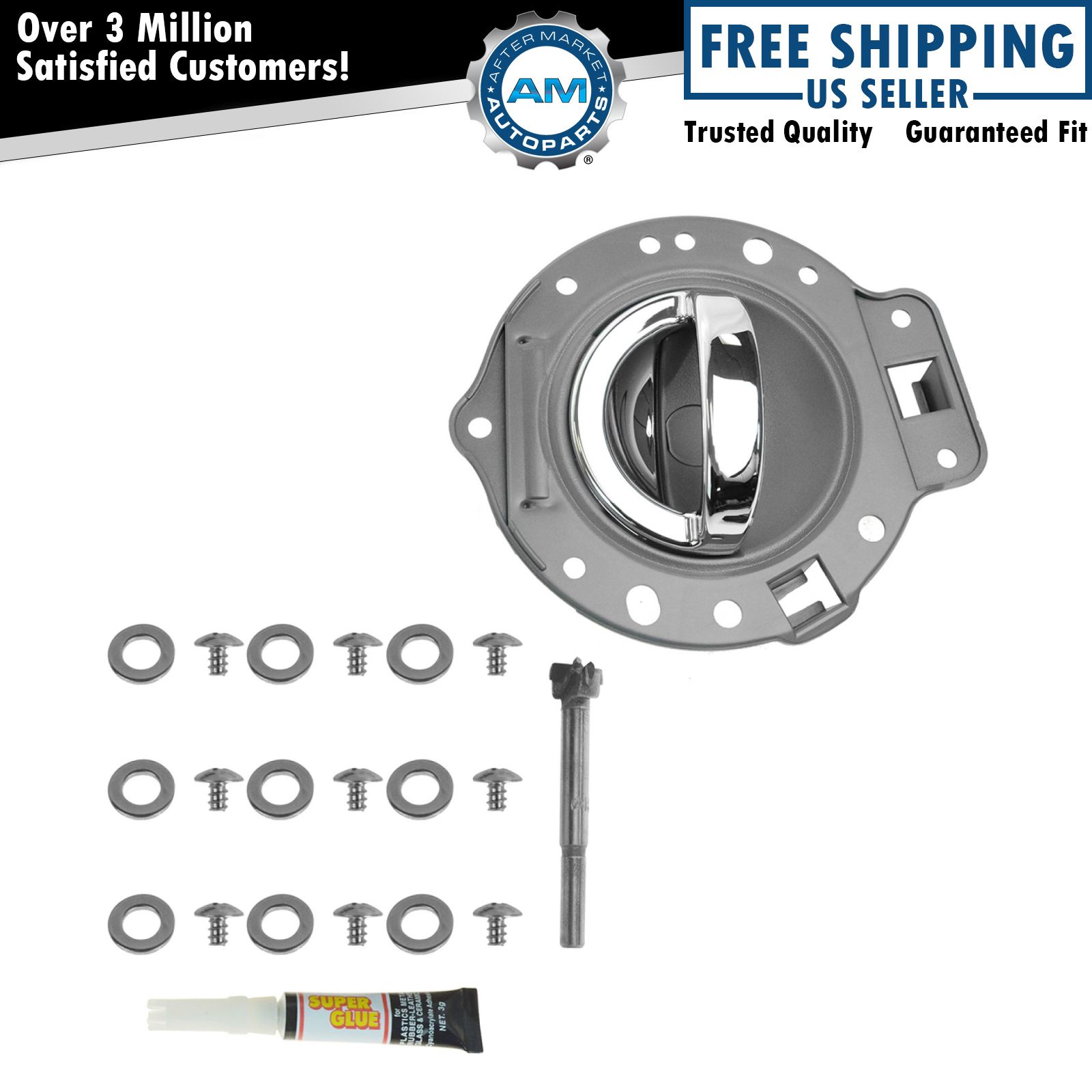 Door Handle & Bezel Kit Gray & Chrome Front or Rear Driver LH for