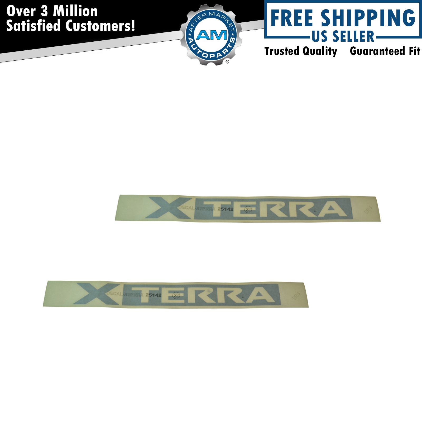 OEM Roof Rack Side Rail Mounted Logo Decal Silver Pair Set for Nissan