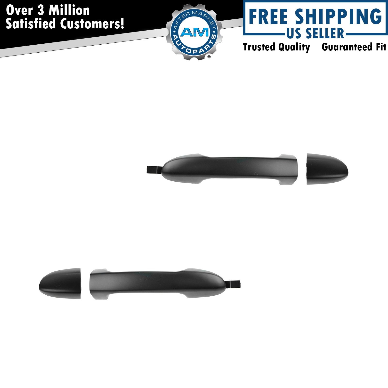 Door Handles Outside Smooth Black Rear LH & RH Pair Set for Kia Spectra Spectra5