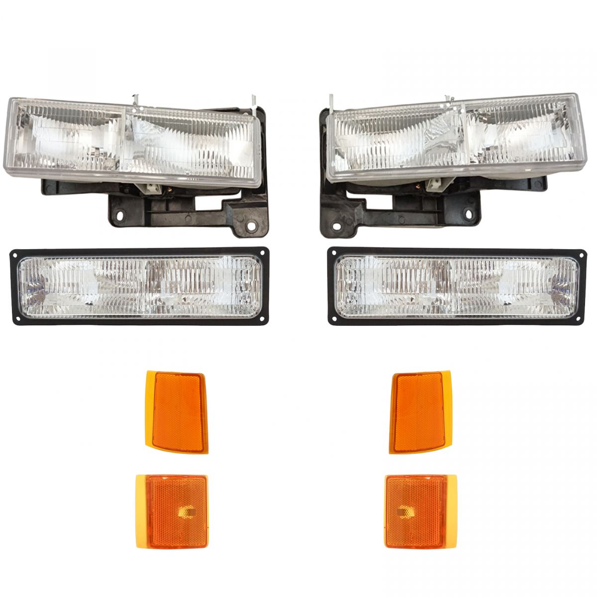 Pair Of Black Housing Halogen Headlights For 1997-2003 Ford F150 & Expedition (Amber Turns) 3 thumbnail image