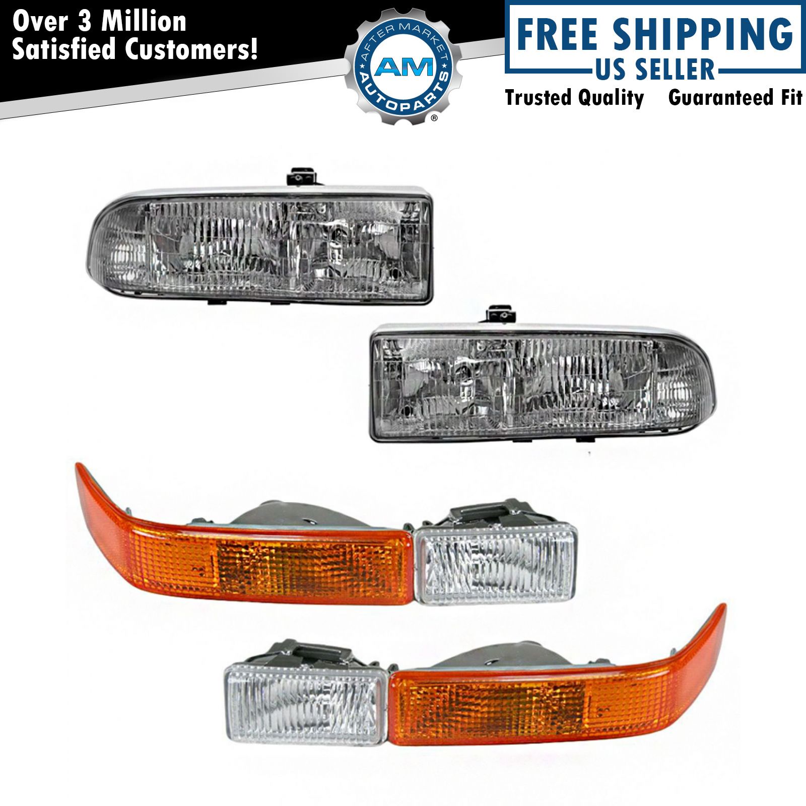 Headlight Parking Light Lamp LH RH 4 Piece Kit Silver for S10 Blazer Truck New eBay