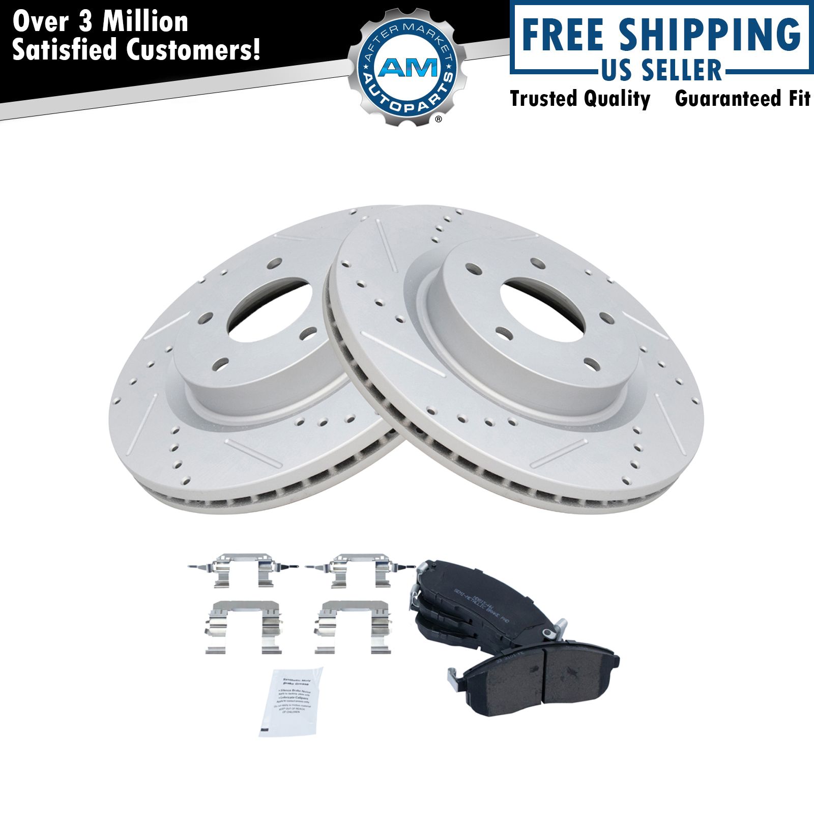 Front Performance Drilled & Slotted Brake Rotor & Posi Metallic Pad Set