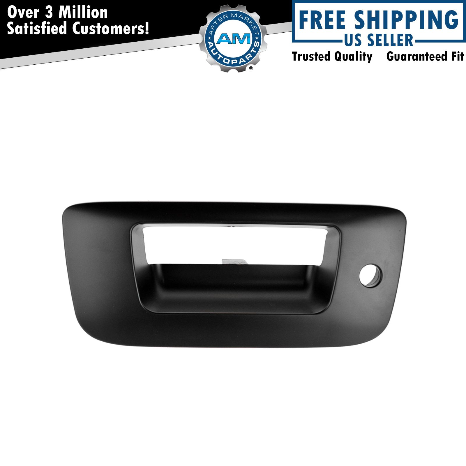 Tailgate Handle Bezel with Keyhole Smooth Black for 07-14 Silverado Sierra