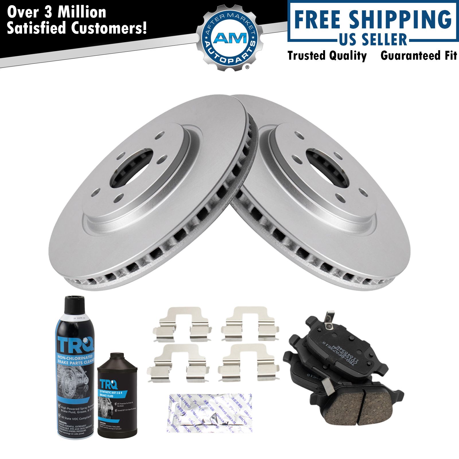 Rear Premium Ceramic Brake Pad & Coated Rotor Kit w/Chemicals for Fiat 500