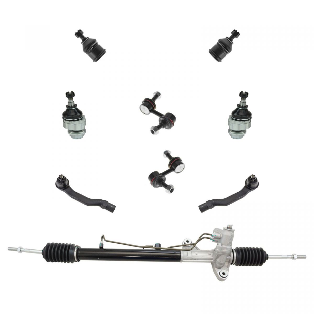 9 Piece Steering & Suspension Kit Rack & Pinion w/ Tie Rods Ball Joints