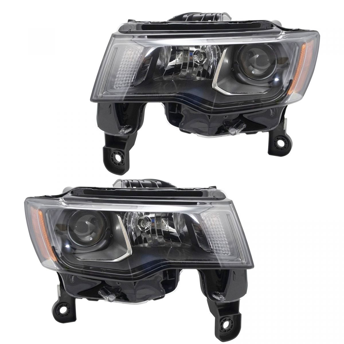 Halogen Headlight Lamp Assembly with Black Housing Pair for Jeep Grand
