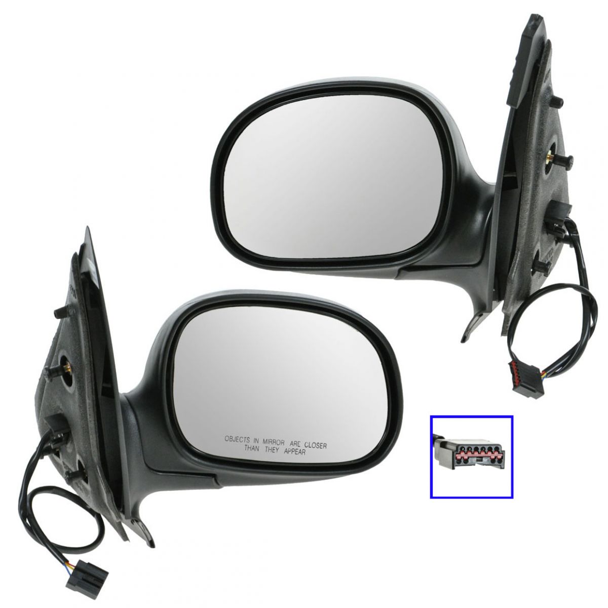 Power Side View Mirrors Black & Chrome Pair Set for Ford Expedition