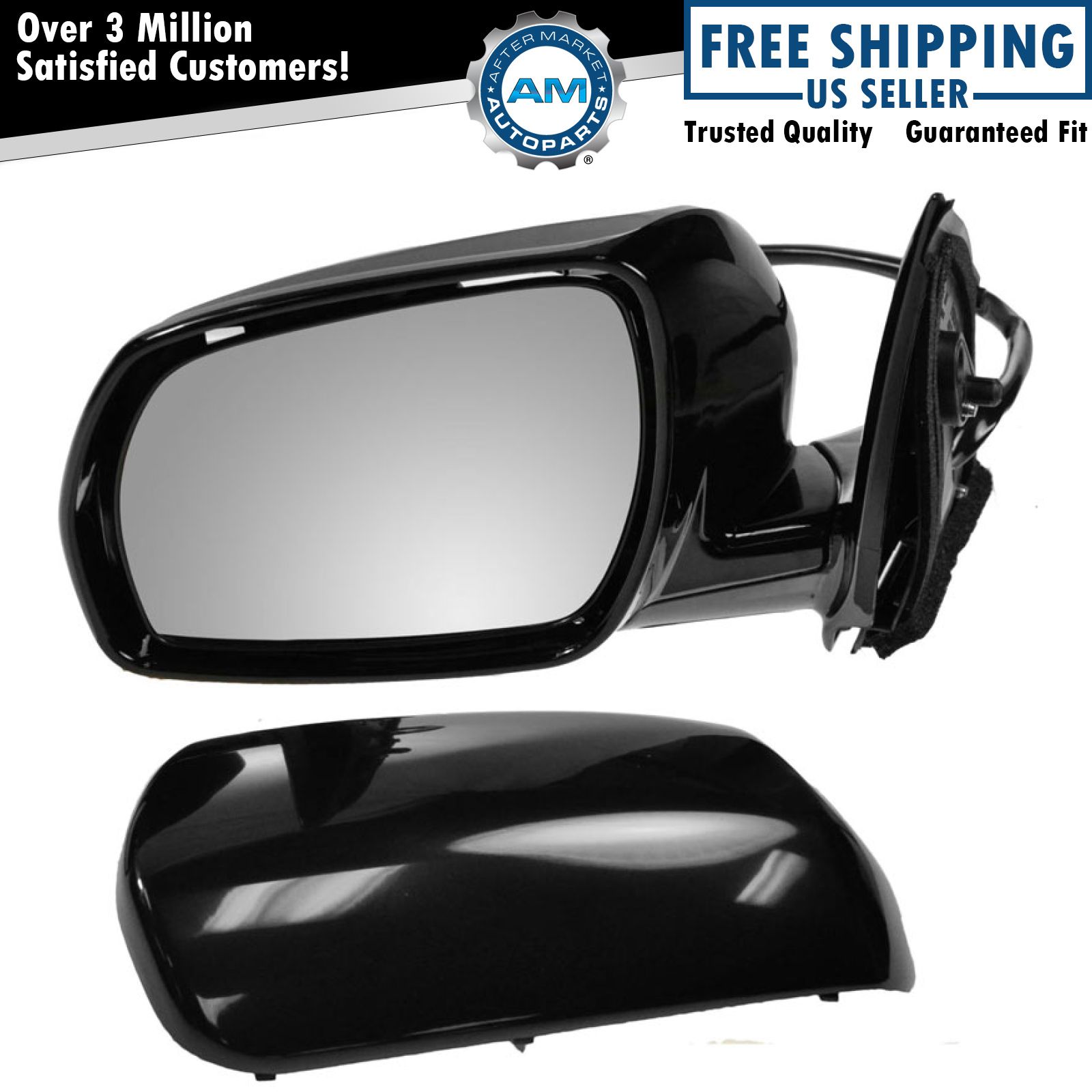 Black Smooth Power Heated Side View Mirror Driver Left LH For 03-04 Murano