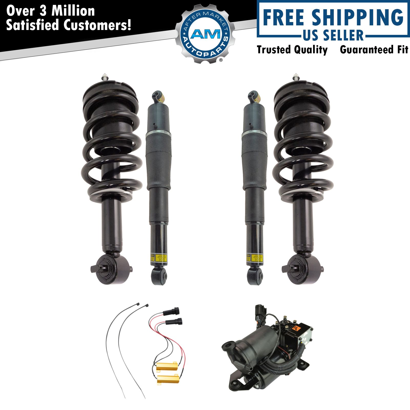 Rear Air Socks & Front Struts with Electric Conversion & Compressor for GM