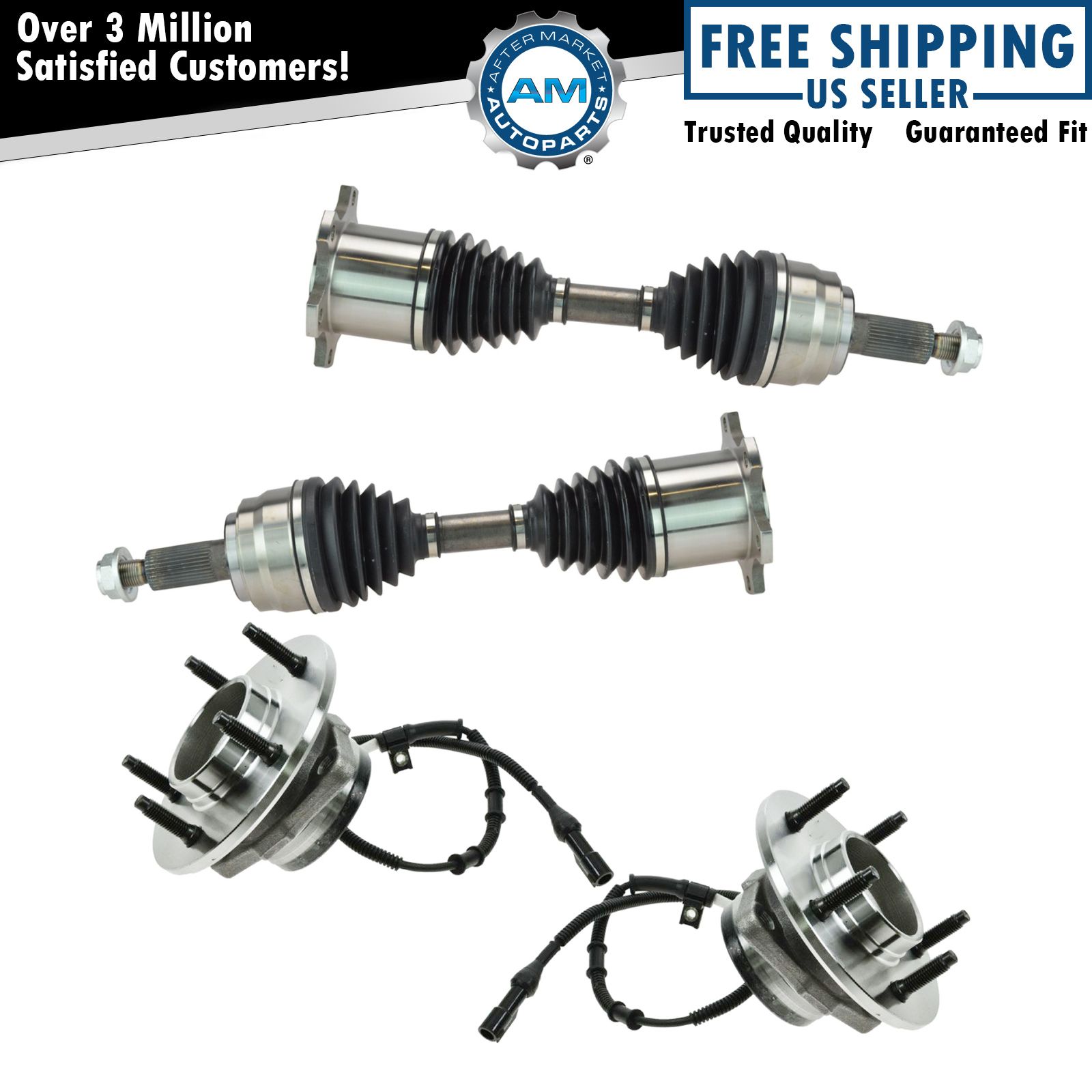 4 Piece Steering Kit Wheel Bearing & Hub Assemblies CV Axle Shafts for