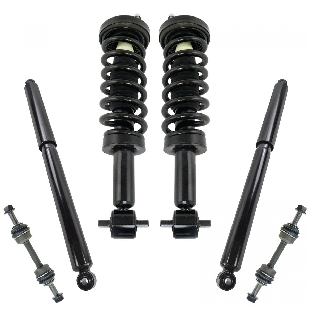 Front Rear Complete Loaded Shock Strut Assembly Sway Bar Links Kit Set