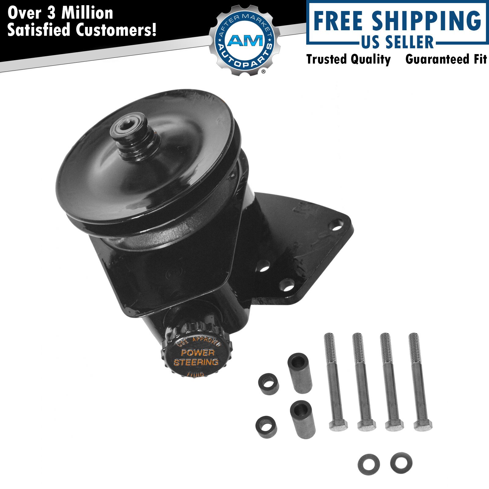 BORGESON Power Steering Pump w/ Bracket Upgrade for Ford Lincoln Mercury