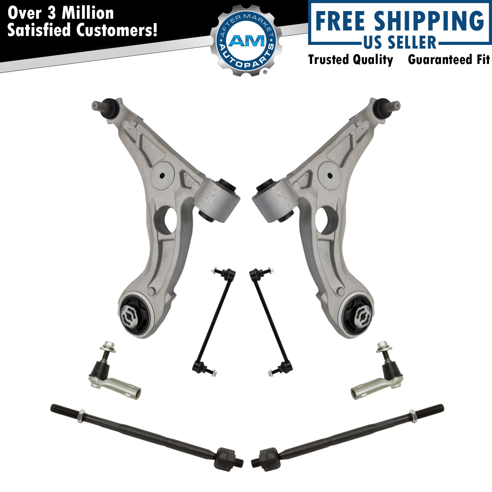 8 Piece Steering Suspension Kit Control Arms with Ball Joints Tie Rods
