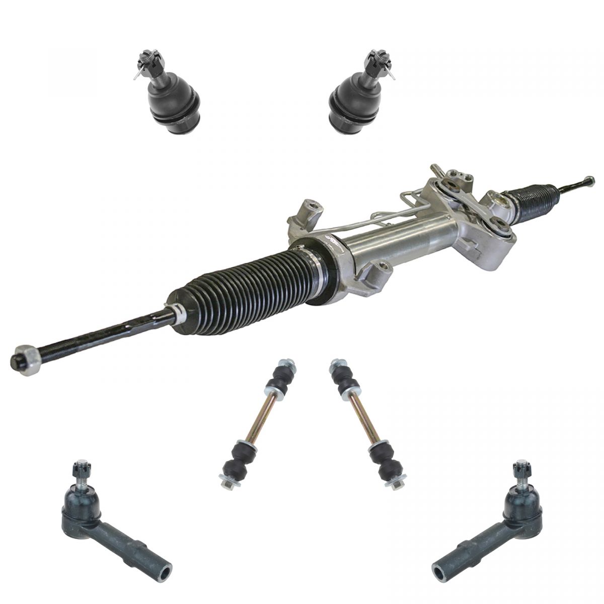 7 Piece Steering & Suspension Kit Rack & Pinion Ball Joints Sway Bar