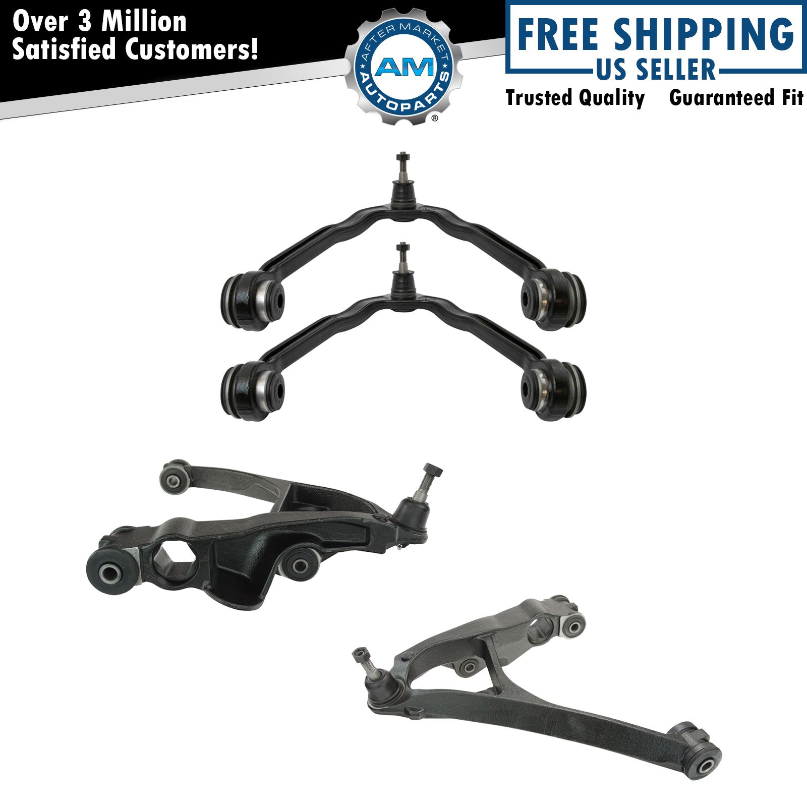 Control Arm & Ball Joint Set of 4 Front Upper & Lower for Cadillac Chevy GMC
