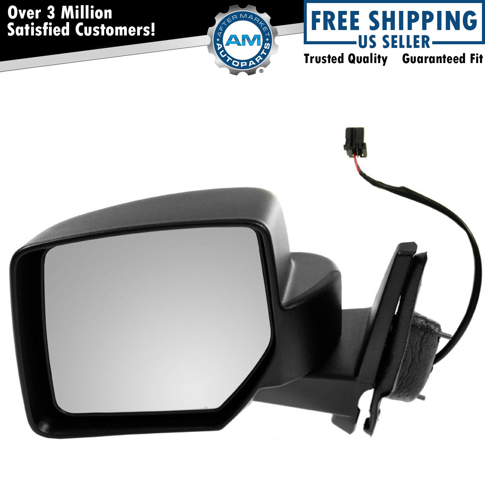 Side View Mirror Power Textured Black Driver Left LH for 07-17 Jeep Patriot