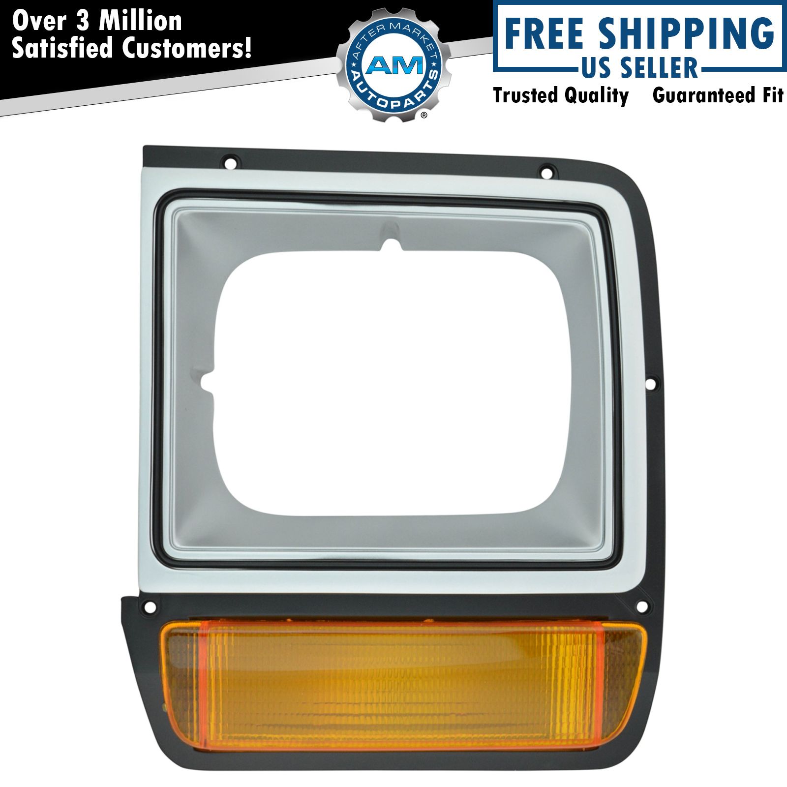 Gray Headlight Headlamp Bezel LH w/ Parking Light for Dodge Pickup D/W Truck