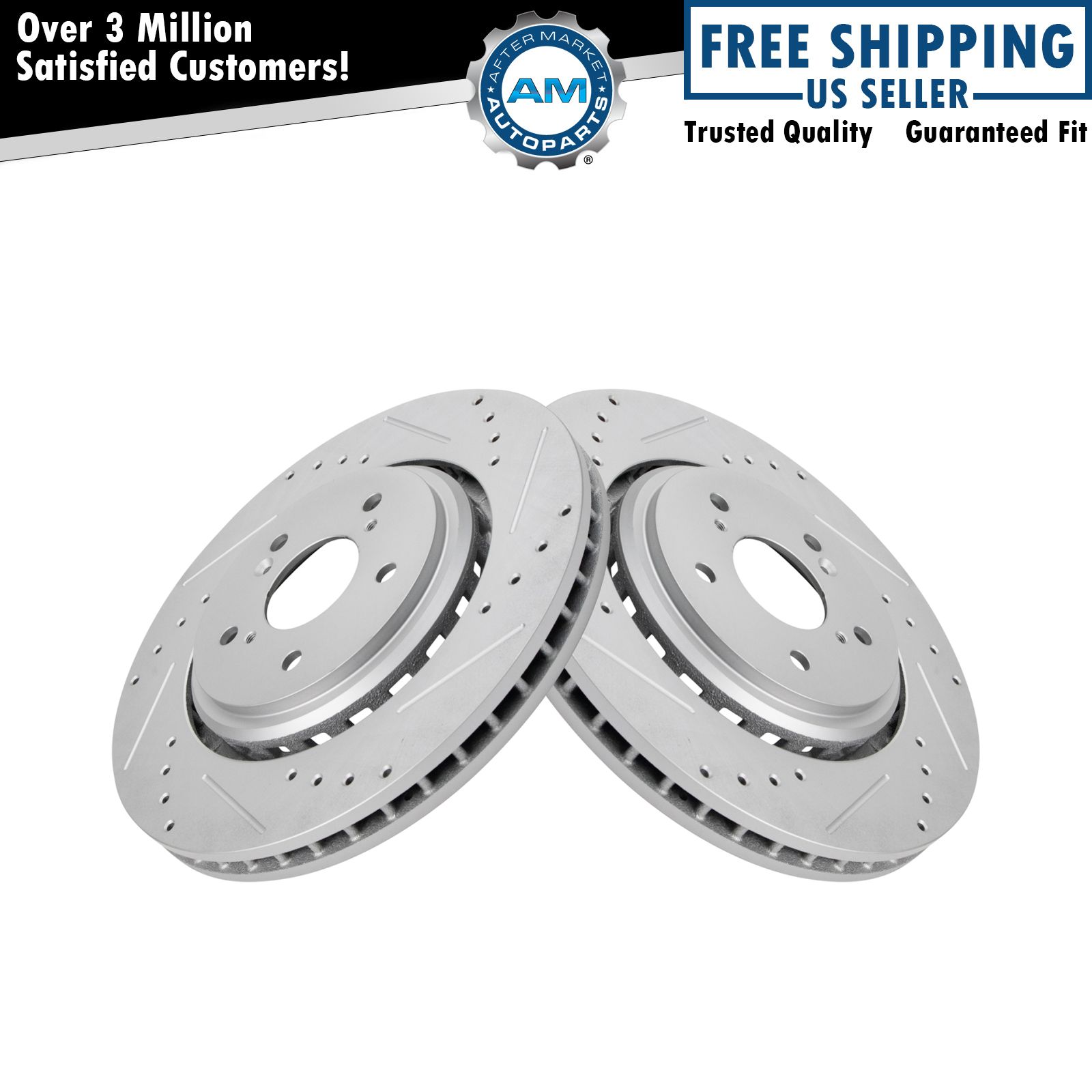 Performance Front Drilled Slotted Coated Brake Rotor Set for Acura TLX MDX